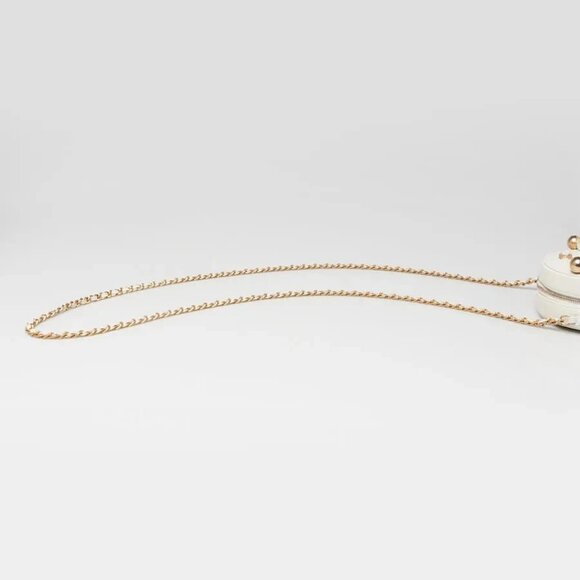 Chanel White Quilted Lambskin Leather Pearl Round Clutch with Chain Bag - Picture 8 of 12